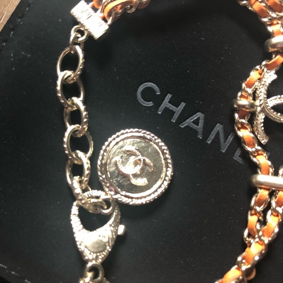 CHANEL-AUTHENTIC RARE VTG Leather/Metal BRACELET - Picture 12 of 16